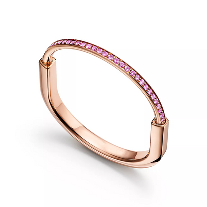 [Hyrra Jewelry]LOCK BRACELET ROSE DIAMOND PINK GOLD