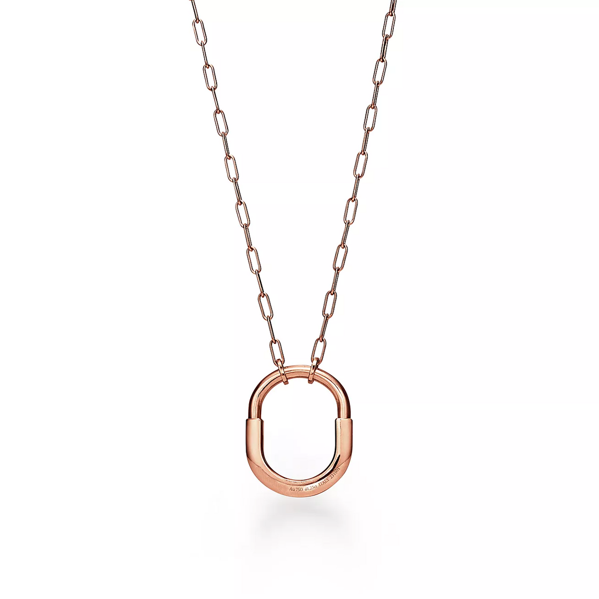 [Hyrra Jewelry]LOCK NECKLACE MEDIUM PENDANT PINK GOLD PAVED DIAMONDS