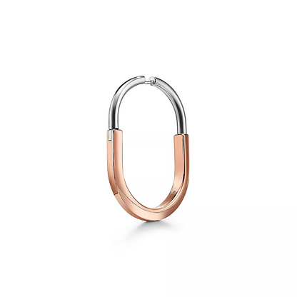 [Hyrra Jewelry]LOCK EARRINGS ROSE AND WHITE GOLD DIAMONDS EXTRA LARGE