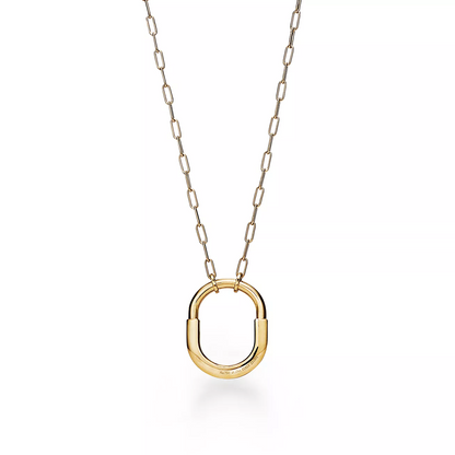 [Hyrra Jewelry]LOCK NECKLACE MEDIUM PENDANT GOLD PAVED DIAMONDS