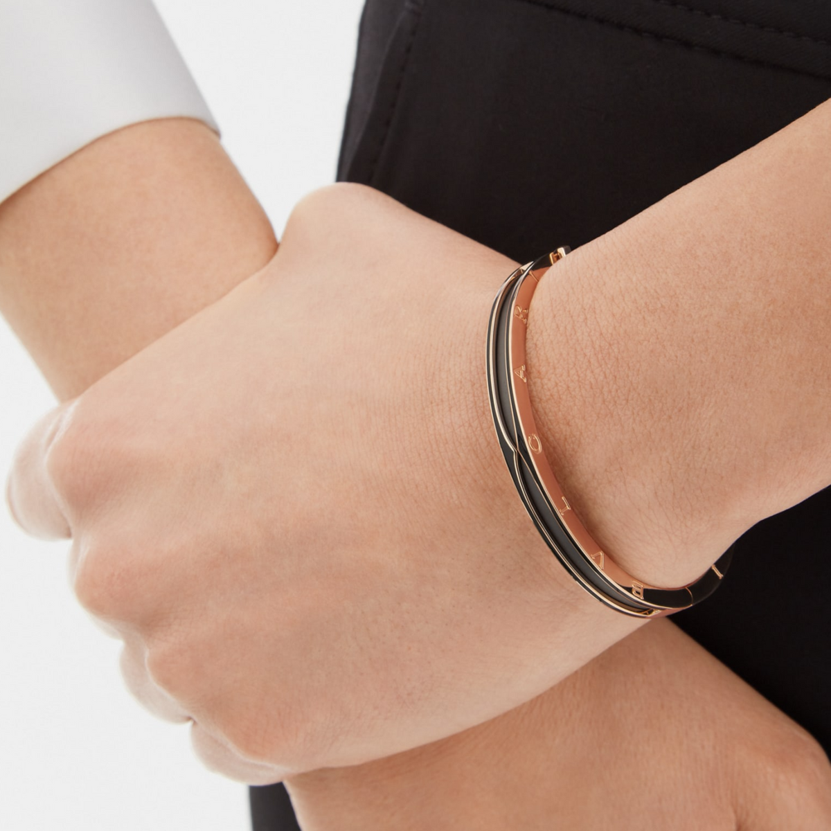 [⭐Hyrra Jewelry]ZERO 1 PINK GOLD WITH MATTE BLACK CERAMIC BRACELET