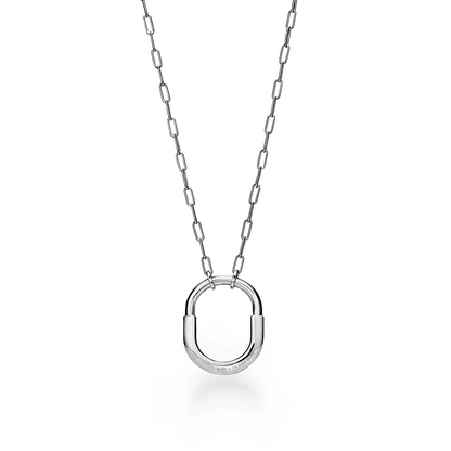 [Hyrra Jewelry]LOCK NECKLACE MEDIUM PENDANT SILVER PAVED DIAMONDS
