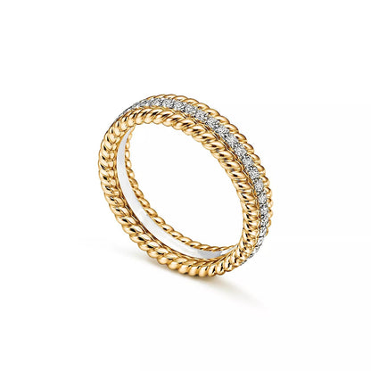 [Hyrra Jewelry]ROPE TWO-ROW GOLD DIAMOND RING