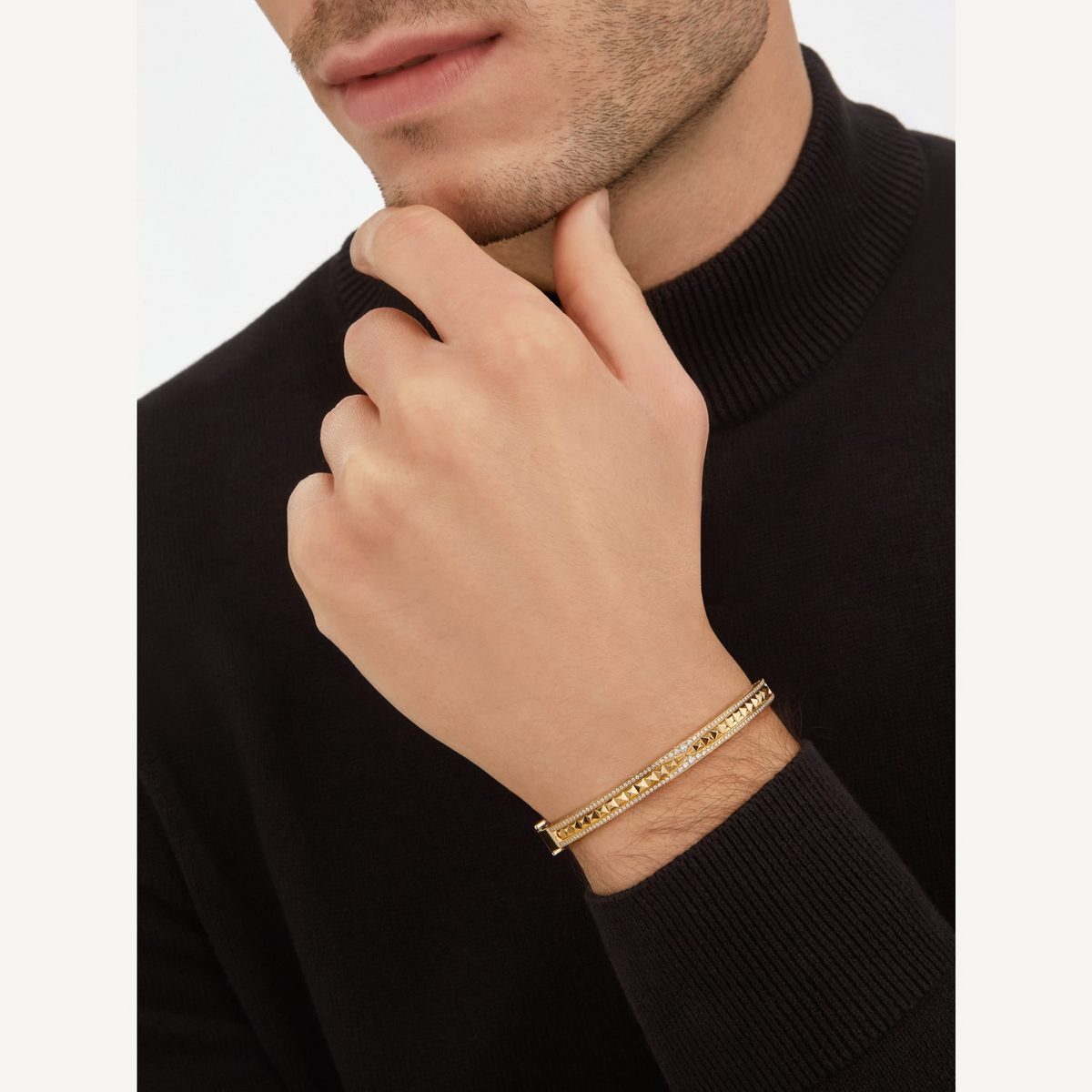 [⭐Hyrra Jewelry]ZERO 1 SPIRAL AND PAVED DIAMOND GOLD BRACELET