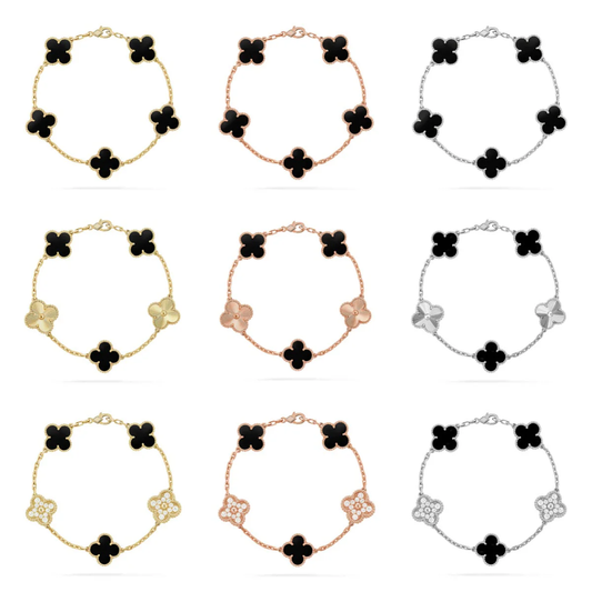 [⭐Hyrra Jewelry] CLOVER 5 MOTIF ONYXS BRACELET COLLECTION