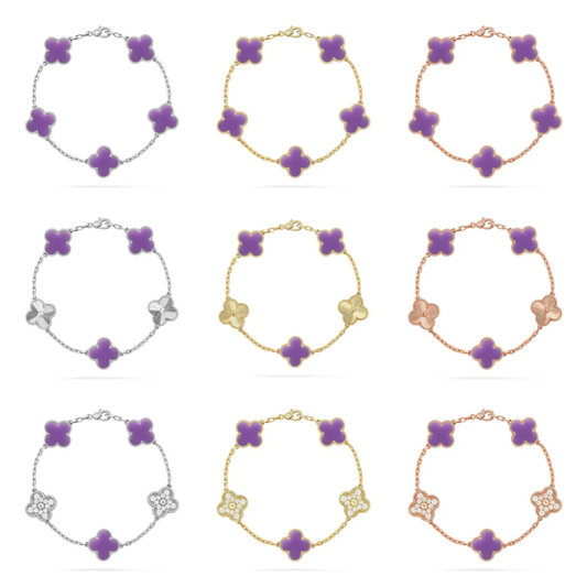 [⭐Hyrra Jewelry]CLOVER 5 MOTIF LIGHT PURPLE BRACELET COLLECTION