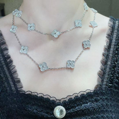 [⭐Hyrra Jewelry]CLOVER 20 MOTIFS FULL-DIAMOND NECKLACE