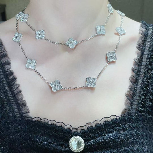 [⭐Hyrra Jewelry]CLOVER 20 MOTIFS FULL-DIAMOND NECKLACE