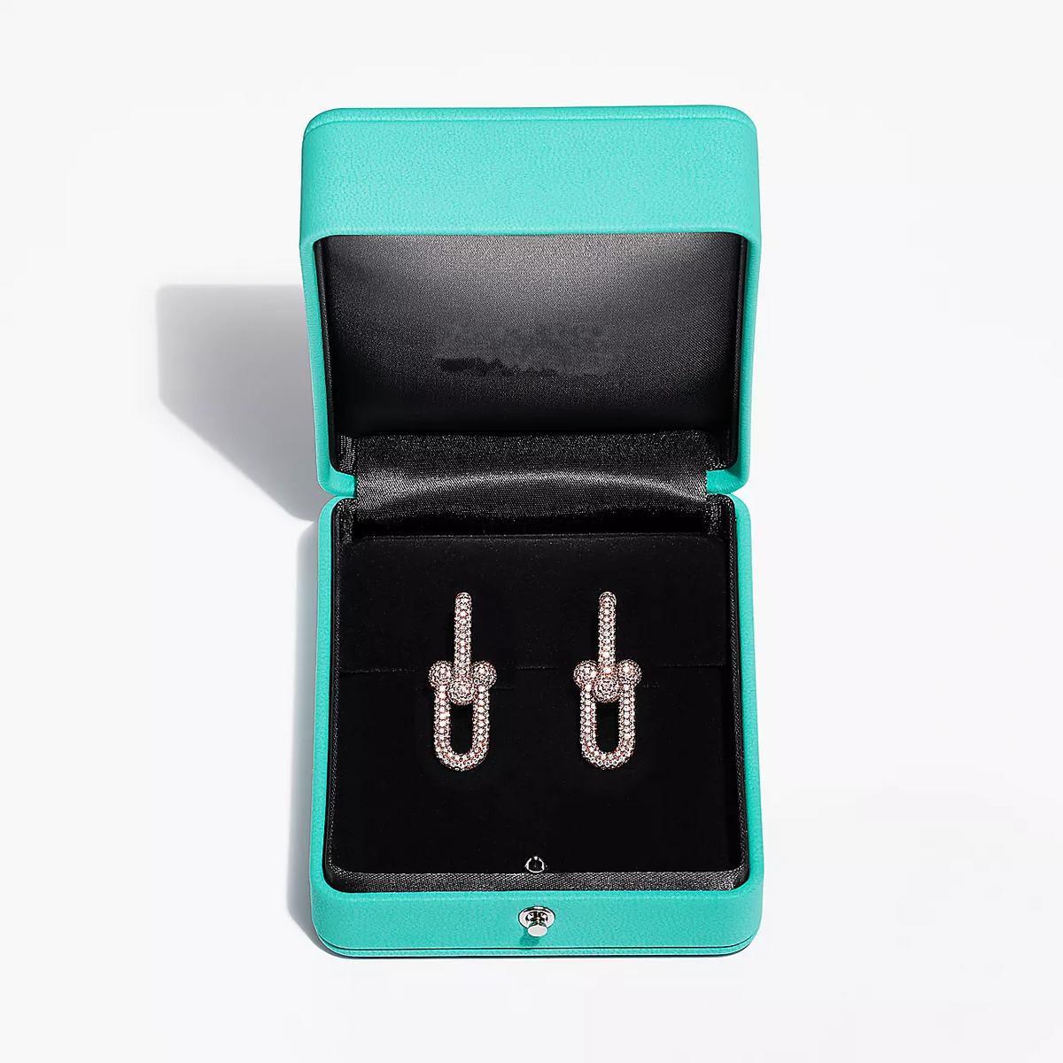 [Hyrra Jewelry]LARGE LINK EARRINGS PINK GOLD WITH PAVED DIAMONDS