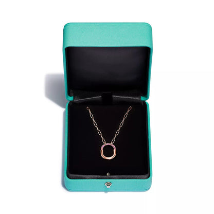 [Hyrra Jewelry]LOCK SMALL PENDANT PINK DIAMOND PINK GOLD NECKLACE