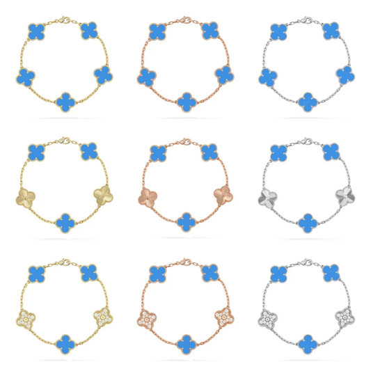 [⭐Hyrra Jewelry] CLOVER 5 MOTIF BLUE AGATE BRACELET COLLECTION