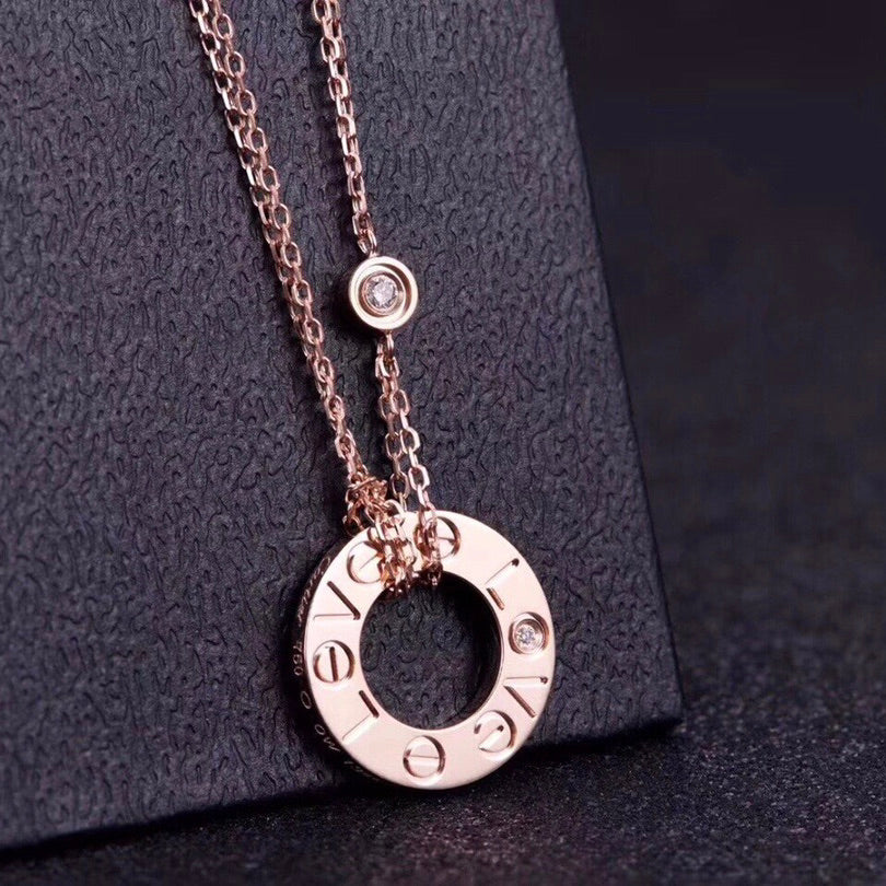 [⭐Hyrra Jewelry]LOVE NECKLACE 16MM 2 DIAMONDS