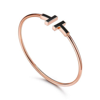 [Hyrra Jewelry]T BRACELET 1.8MM ONYX PINK GOLD