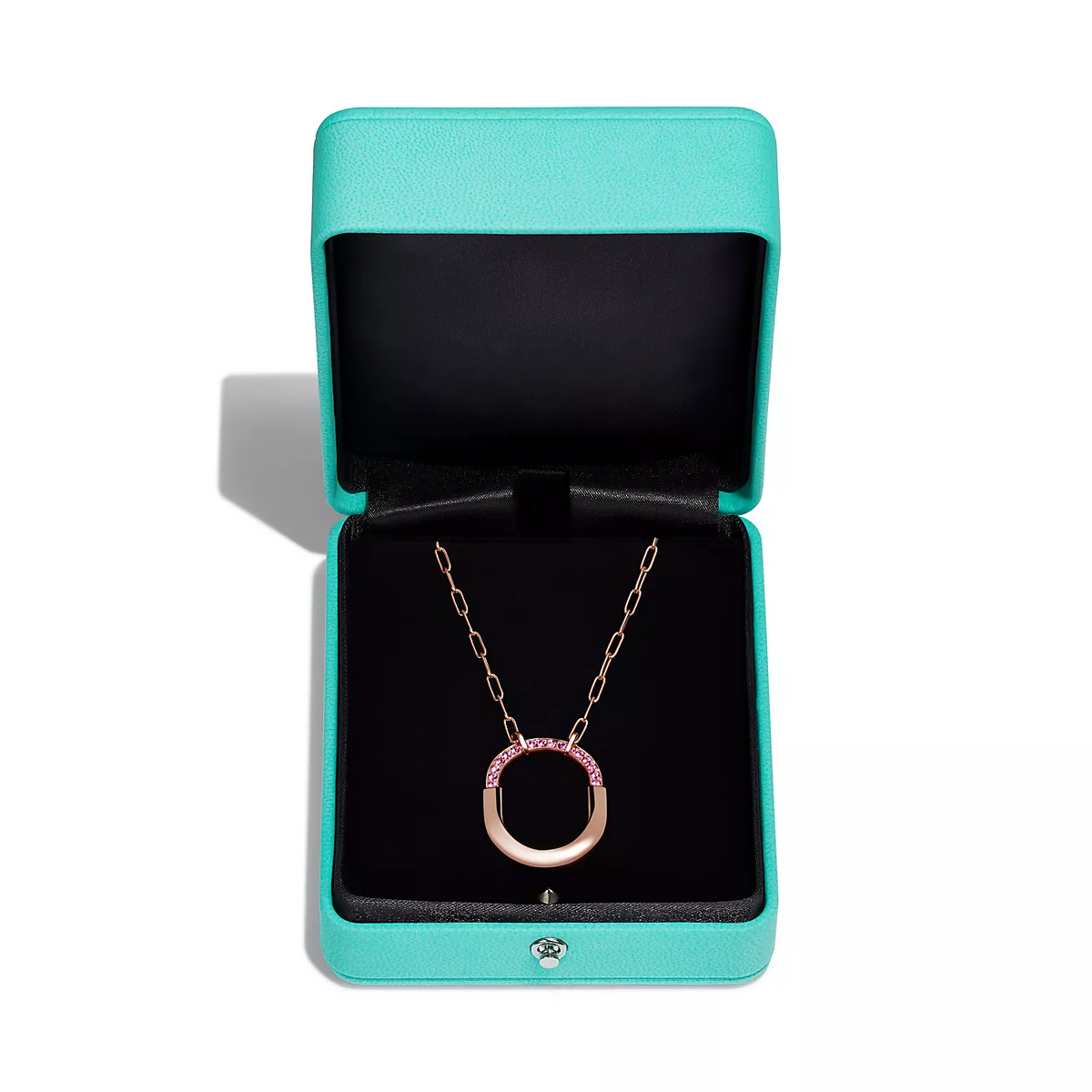 [Hyrra Jewelry]LOCK MEDIUM PENDANT PINK DIAMOND PINK GOLD NECKLACE