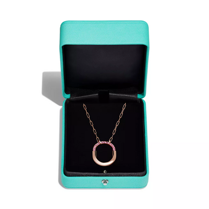 [Hyrra Jewelry]LOCK MEDIUM PENDANT PINK DIAMOND PINK GOLD NECKLACE