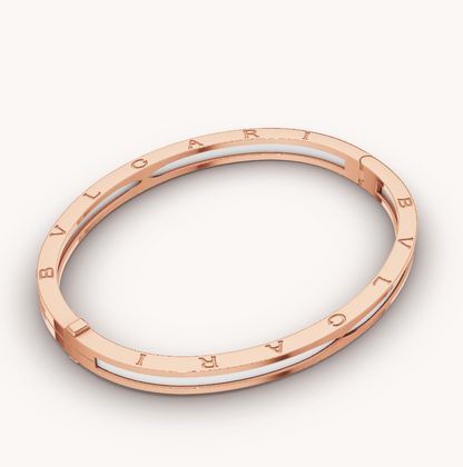 [⭐Hyrra Jewelry]ZERO 1 PINK GOLD WITH WHITE CERAMIC BRACELET