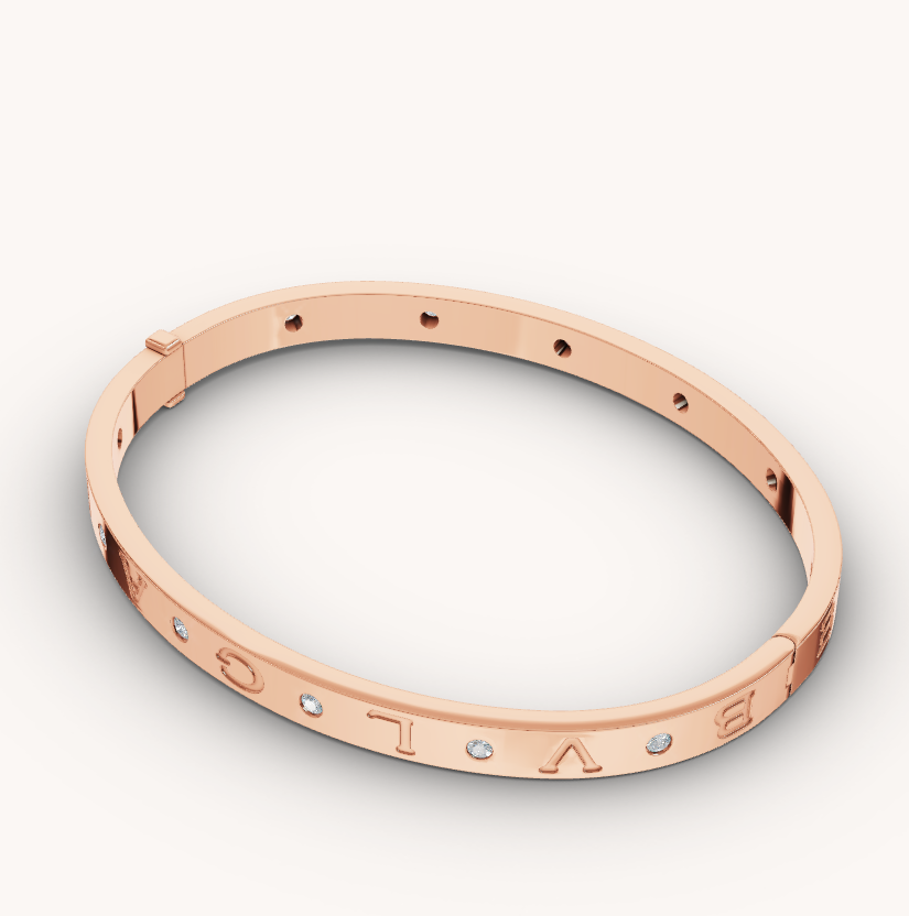 [⭐Hyrra Jewelry]ZERO 1 PINK GOLD 12 DIAMONDS BRACELET