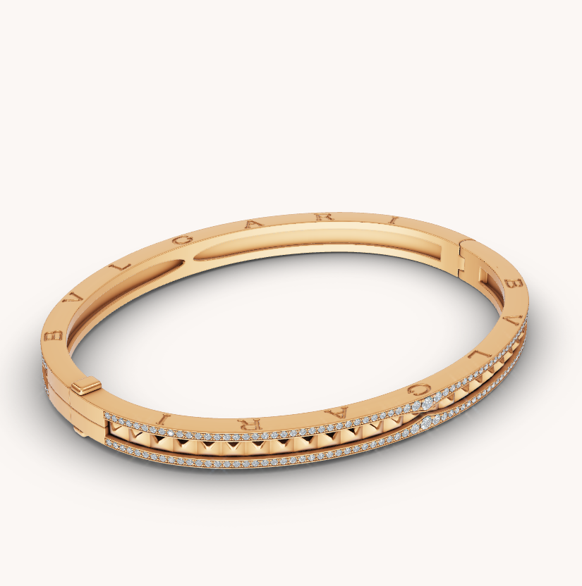 [⭐Hyrra Jewelry]ZERO 1 SPIRAL AND PAVED DIAMOND GOLD BRACELET