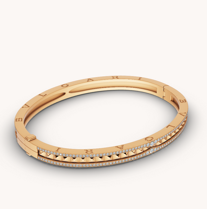 [⭐Hyrra Jewelry]ZERO 1 SPIRAL AND PAVED DIAMOND GOLD BRACELET