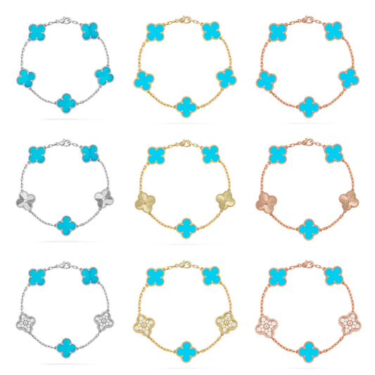 [⭐Hyrra Jewelry] CLOVER 5 MOTIF TURQUOISE BRACELET COLLECTION