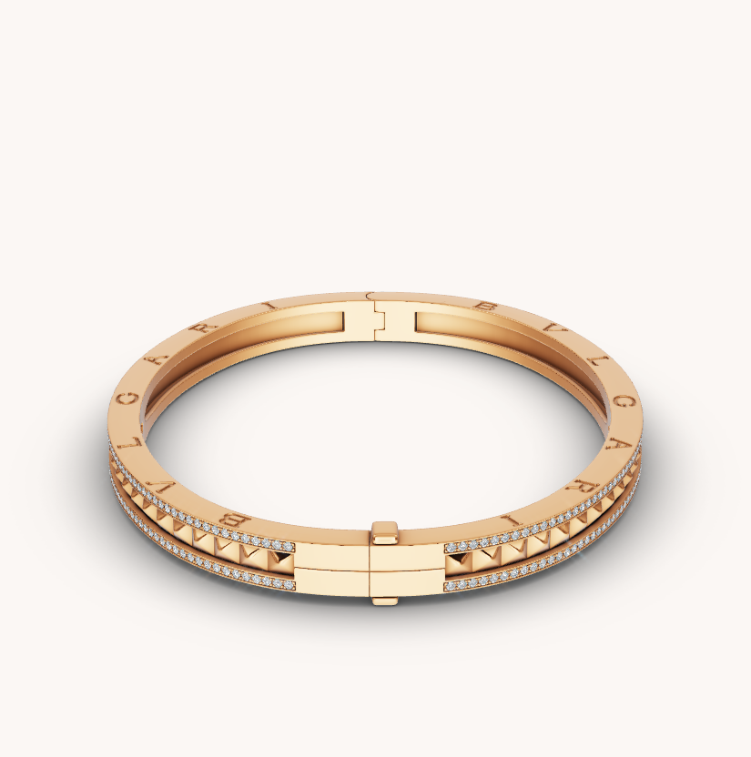[⭐Hyrra Jewelry]ZERO 1 SPIRAL AND PAVED DIAMOND GOLD BRACELET