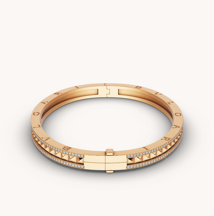 [⭐Hyrra Jewelry]ZERO 1 SPIRAL AND PAVED DIAMOND GOLD BRACELET