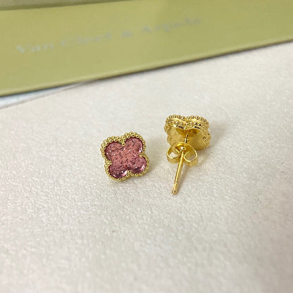 [⭐Hyrra Jewelry]2026 NEW MINI CLOVER 1 MOTIF  BUBBLE PINK ENAMEL