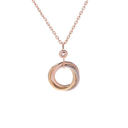 [⭐Hyrra Jewelry]TRINITY SILVER GOLD PINK GOLD NECKLACE