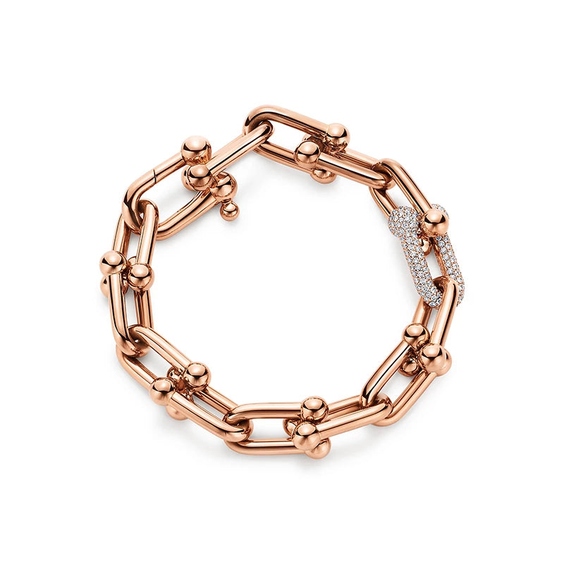 [Hyrra Jewelry]HARDWEAR BRACELET PINK GOLD AND SILVER DIAMOND