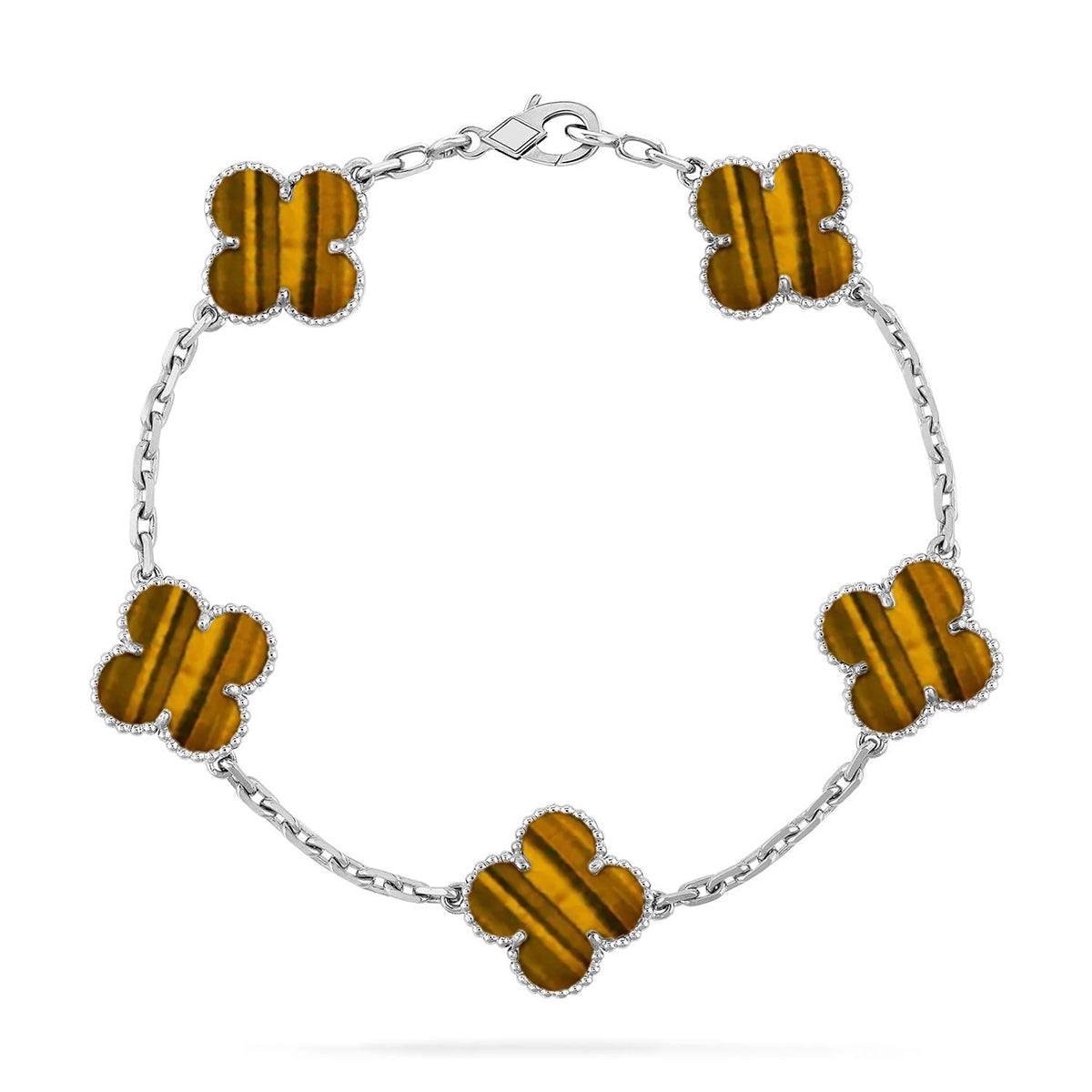 [⭐Hyrra Jewelry] CLOVER 5 MOTIFS TIGER EYE BRACELET COLLECTION