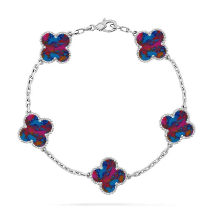 [⭐Hyrra Jewelry]CLOVER 5 MOTIF COLOR GEMSTONES BRACELET COLLECTION