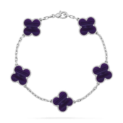 [⭐Hyrra Jewelry]CLOVER 5 MOTIF PURPLE STRIPES BRACELET COLLECTION