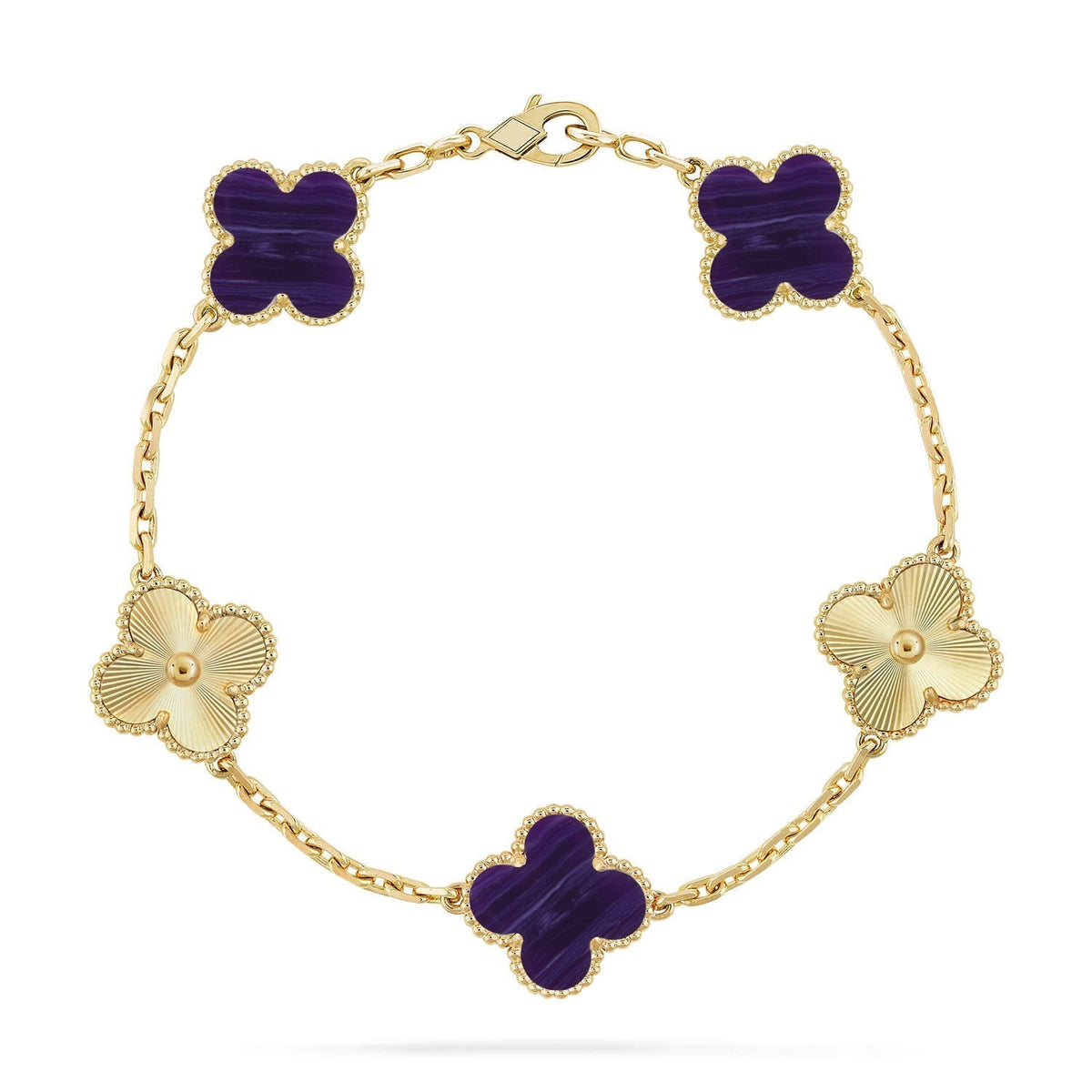[⭐Hyrra Jewelry]CLOVER 5 MOTIF PURPLE STRIPES BRACELET COLLECTION