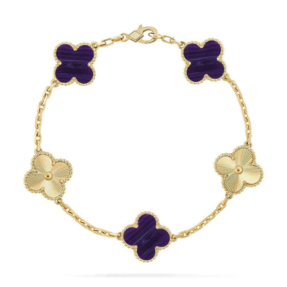 [⭐Hyrra Jewelry]CLOVER 5 MOTIF PURPLE STRIPES BRACELET COLLECTION