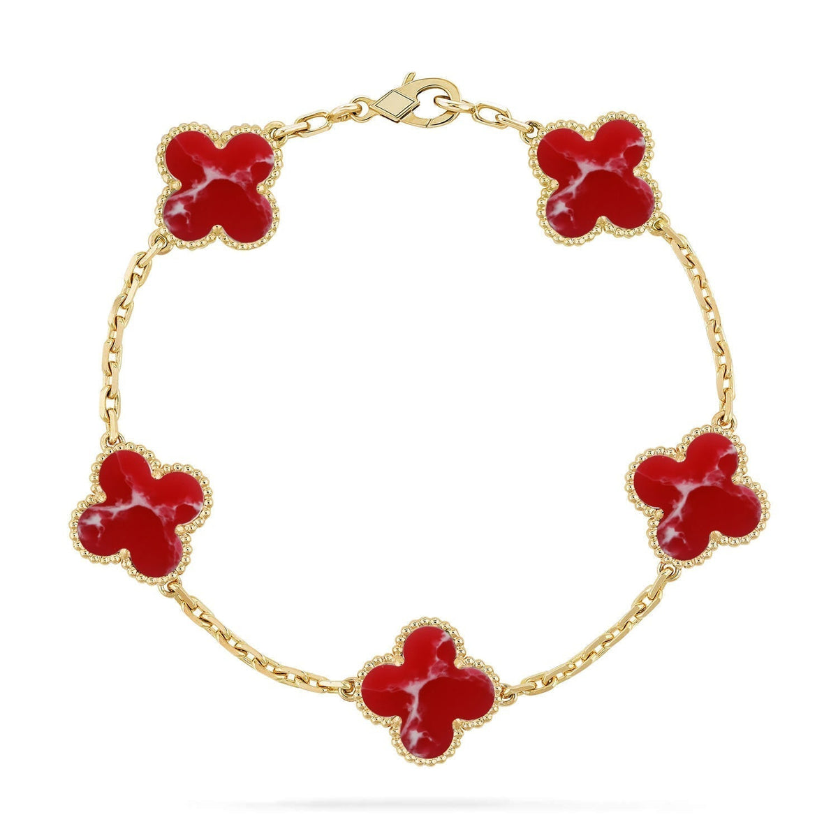 [⭐Hyrra Jewelry]CLOVER 5 MOTIF RED PATTERN BRACELET COLLECTION