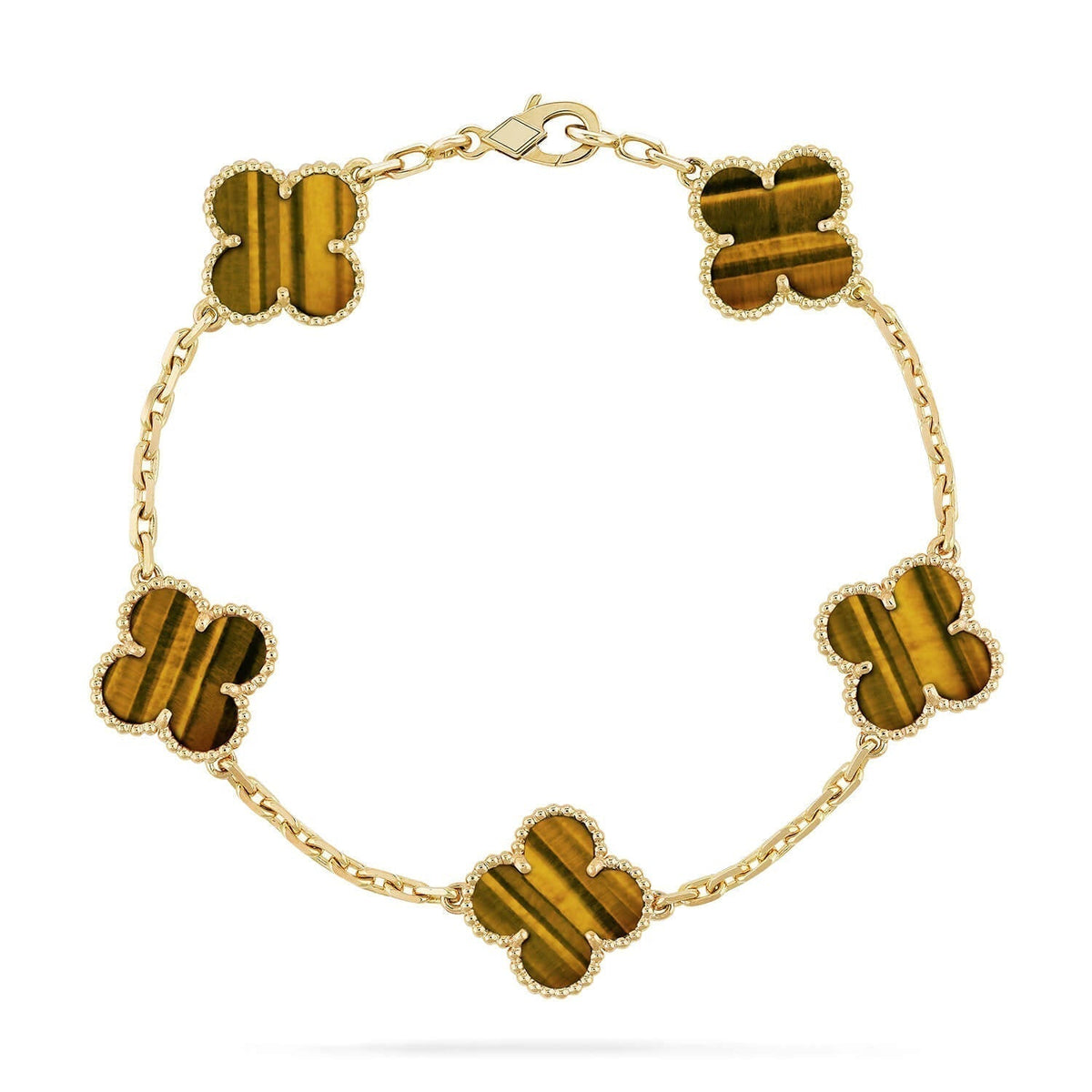 [⭐Hyrra Jewelry] CLOVER 5 MOTIFS TIGER EYE BRACELET COLLECTION