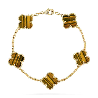 [⭐Hyrra Jewelry] CLOVER 5 MOTIFS TIGER EYE BRACELET COLLECTION