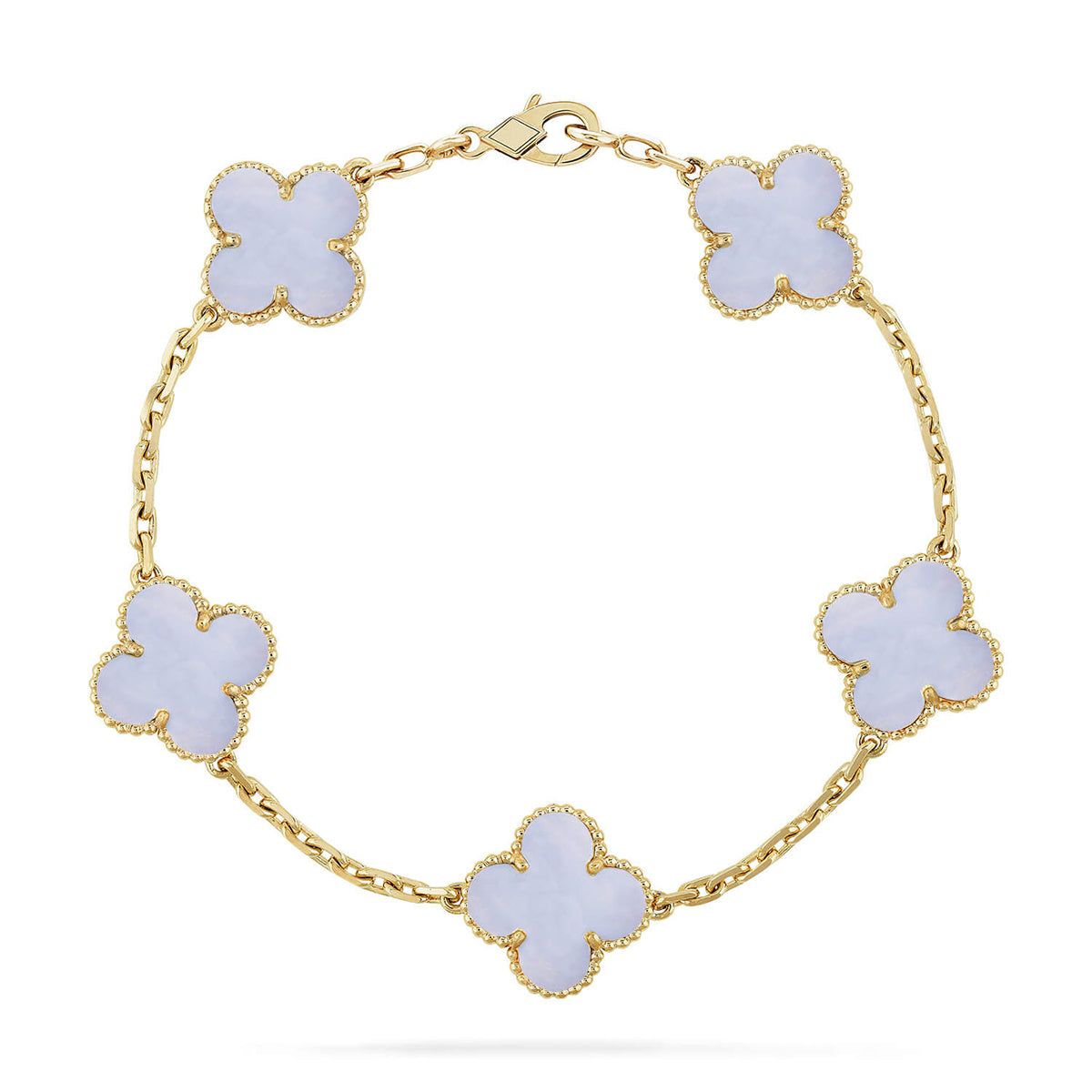 [⭐Hyrra Jewelry] CLOVER 5 MOTIF PURPLE CHALCEDONY BRACELET COLLECTION