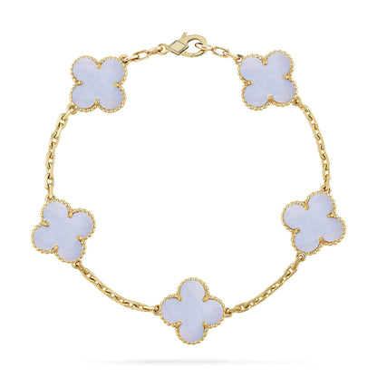 [⭐Hyrra Jewelry] CLOVER 5 MOTIF PURPLE CHALCEDONY BRACELET COLLECTION