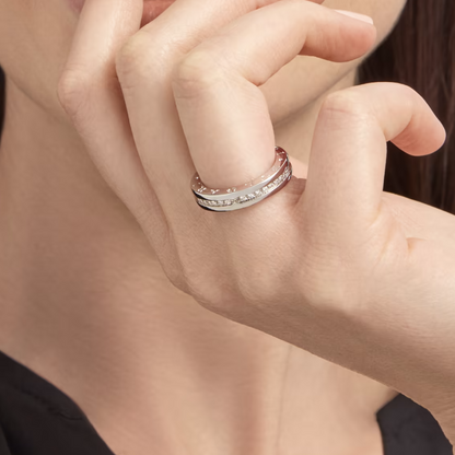 [⭐Hyrra Jewelry]ZERO 1 ONE-BAND PAVED DIAMONDS ON THE SPIRAL RING