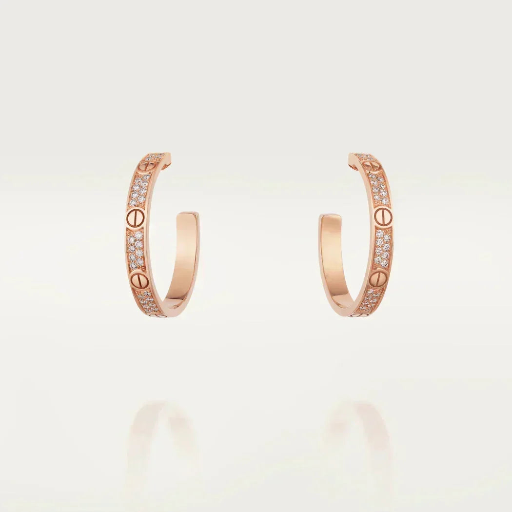 [⭐Hyrra Jewelry]LOVE DIAMOND PINK GOLD HOOP EARRINGS