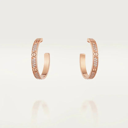 [⭐Hyrra Jewelry]LOVE DIAMOND PINK GOLD HOOP EARRINGS