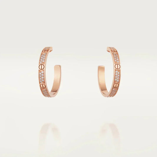 [⭐Hyrra Jewelry]LOVE DIAMOND PINK GOLD HOOP EARRINGS