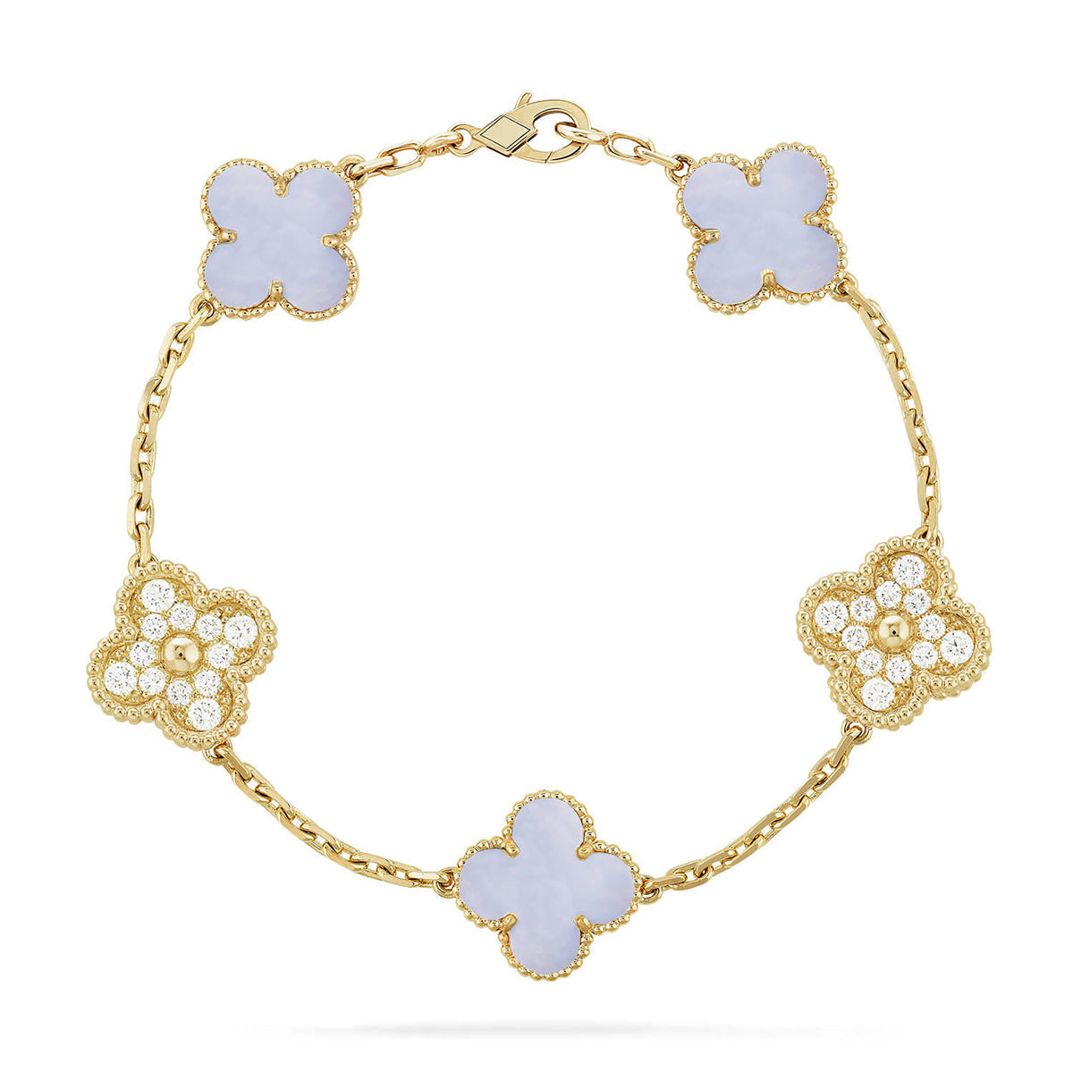 [⭐Hyrra Jewelry] CLOVER 5 MOTIF PURPLE CHALCEDONY BRACELET COLLECTION