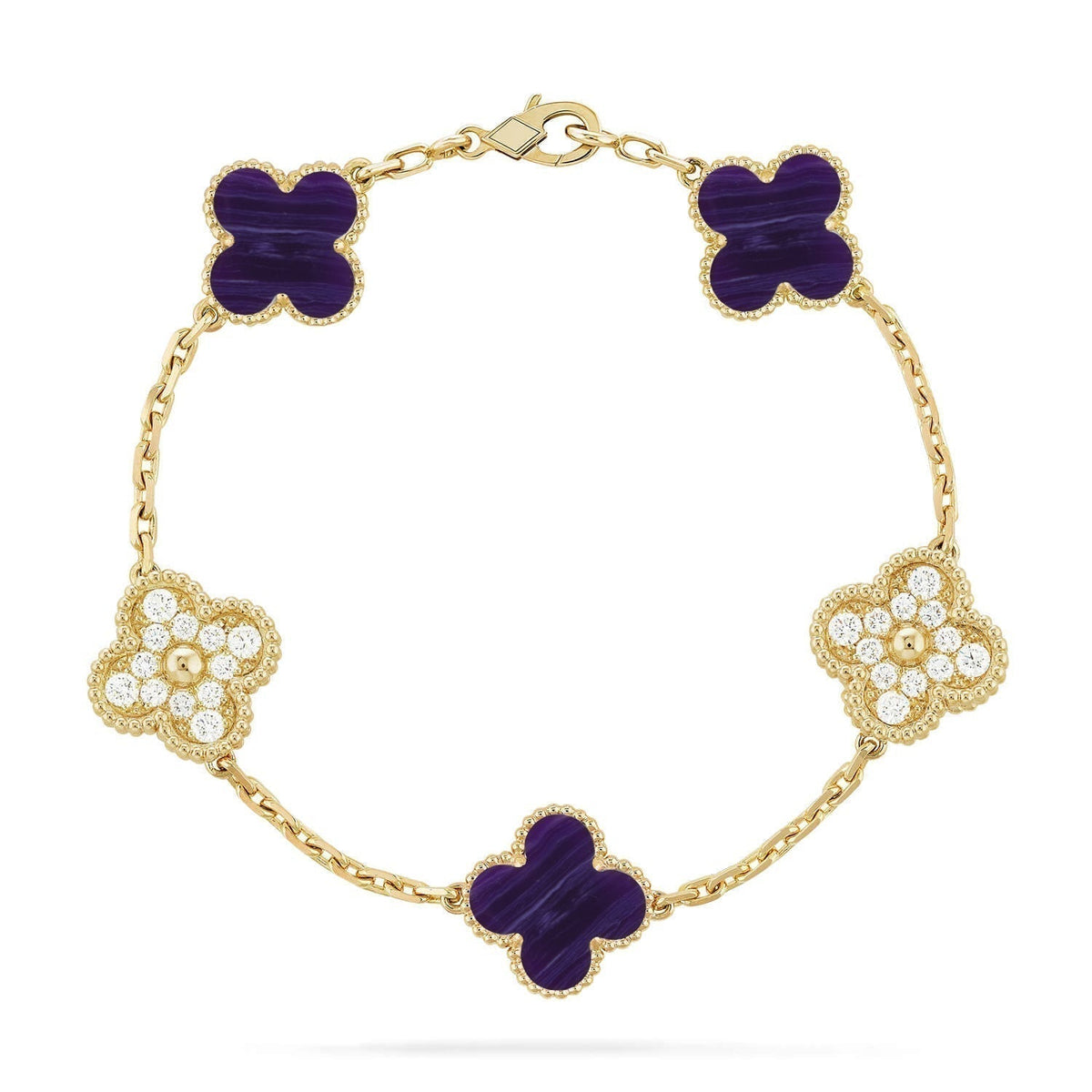 [⭐Hyrra Jewelry]CLOVER 5 MOTIF PURPLE STRIPES BRACELET COLLECTION