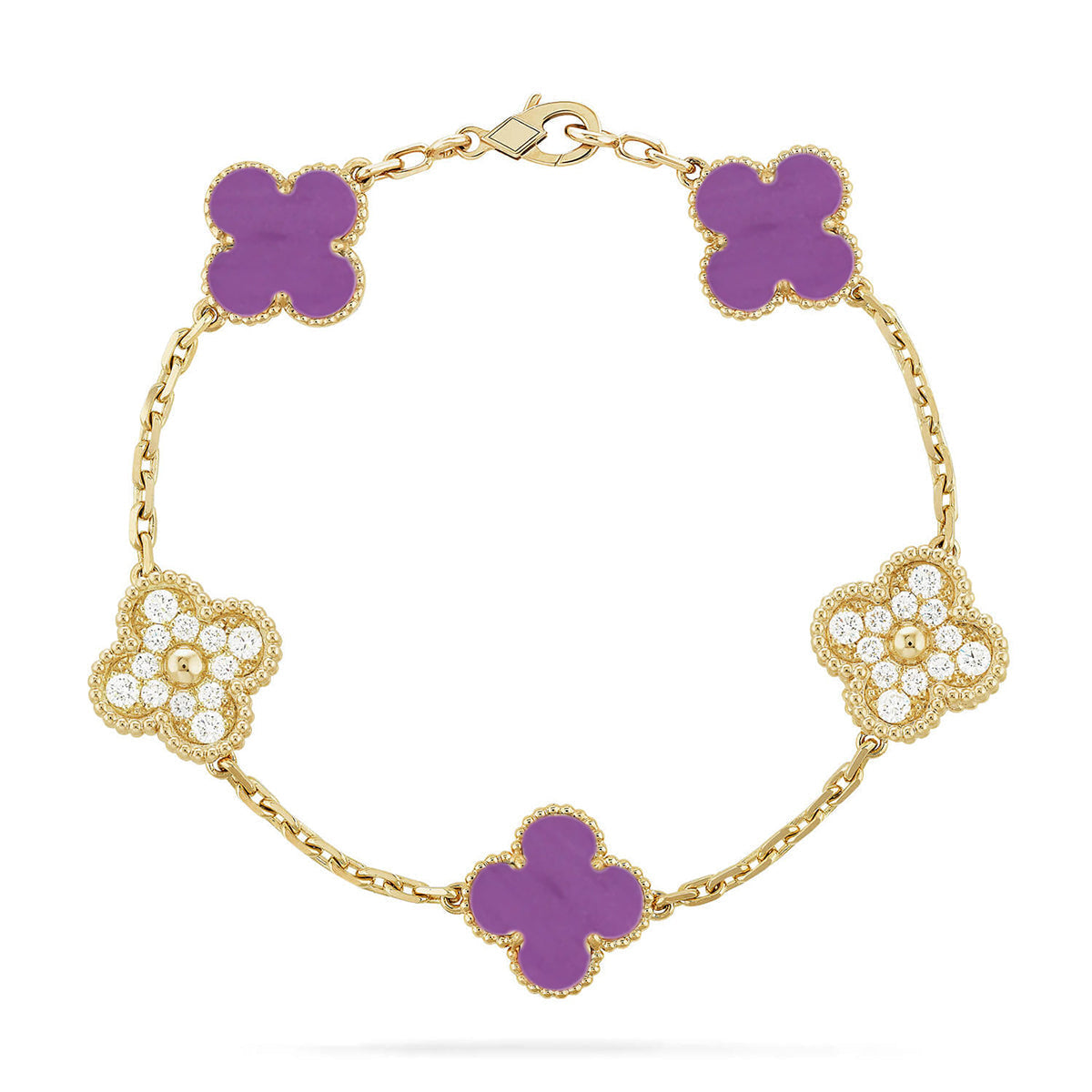 [⭐Hyrra Jewelry] CLOVER 5 MOTIF VIOLET BRACELET COLLECTION