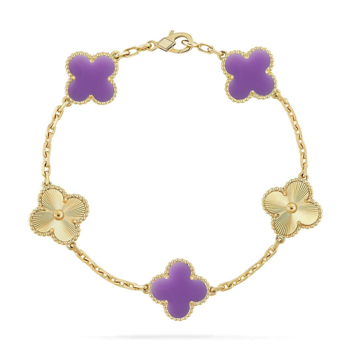 [⭐Hyrra Jewelry]CLOVER 5 MOTIF LIGHT PURPLE BRACELET COLLECTION