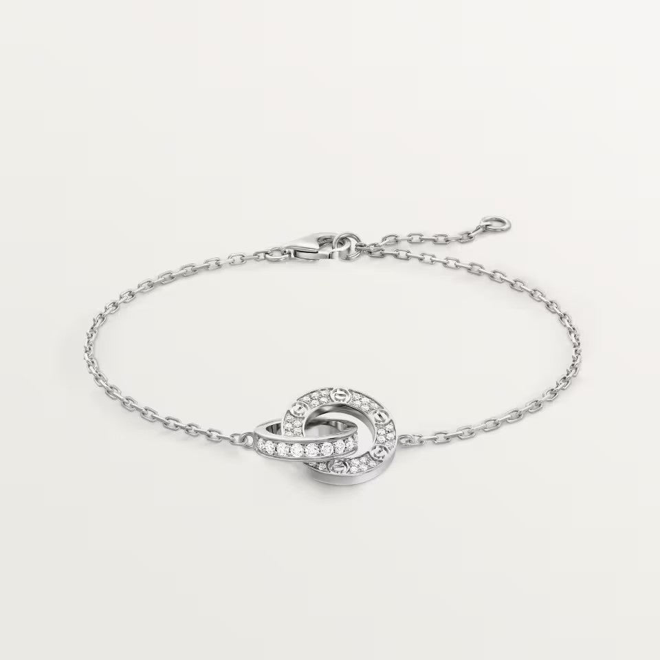 [⭐Hyrra Jewelry]LOVE DOUBLE RING FULL DIAMOND BRACELET