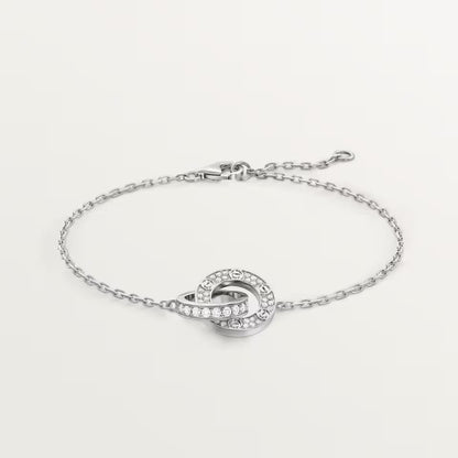 [⭐Hyrra Jewelry]LOVE DOUBLE RING FULL DIAMOND BRACELET