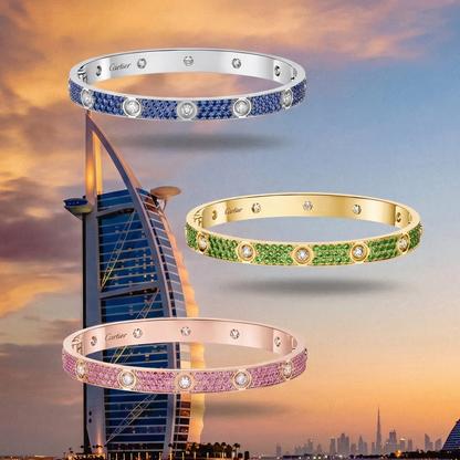 [⭐Hyrra Jewelry]2026 PAVE GEMSTONE LOVE BRACELET 6.1MM 10 DIAMONDS